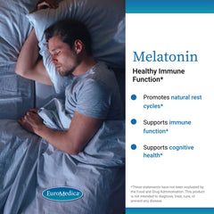 EuroMedica Melatonin gluten-free label emphasizes allergen-friendly formulation.