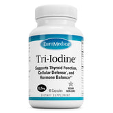 EuroMedica Tri-Iodine bottle showing capsules for daily thyroid support.