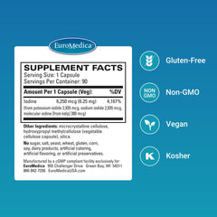 Close-up of EuroMedica Tri-Iodine capsules for daily hormone balance.