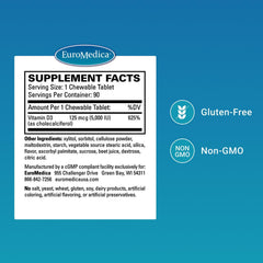 EuroMedica Vitamin D3 chewable berry tablets – daily immune and brain health aid.