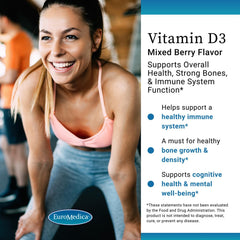 Closeup of EuroMedica Vitamin D3 label – allergen-free formula.