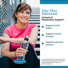 EuroMedica Zinc Plus Selenium label front, allergen-friendly mineral formula.