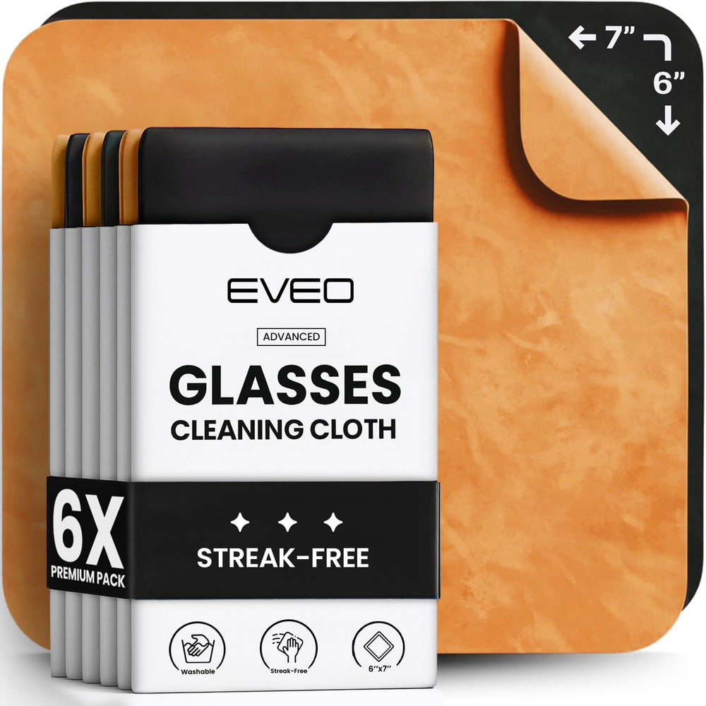 EVEO Glasses Cleaning Cloth 6-pack front view shows practical everyday cleaning.