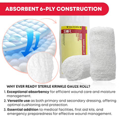 Ever Ready First Aid Krinkle Kerlix bandage roll latex free option, gentle on skin.
