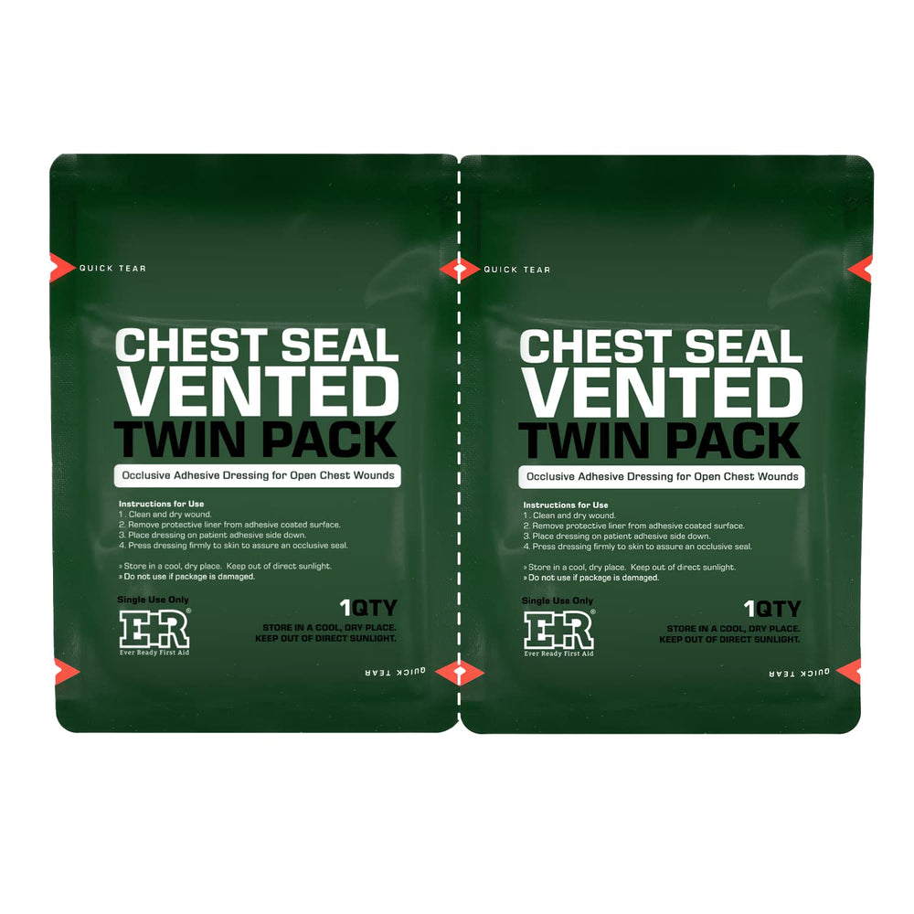 Ever Ready First Aid vented chest seal, 6.6-inch square, ready for fast application.