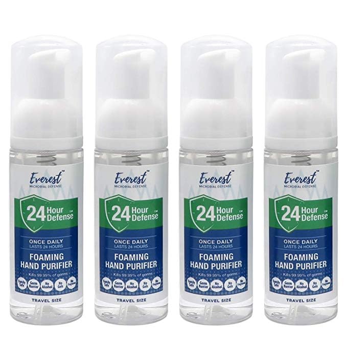 Everest Microbial Defense 24hr foam sanitizer bottle for daily germ protection