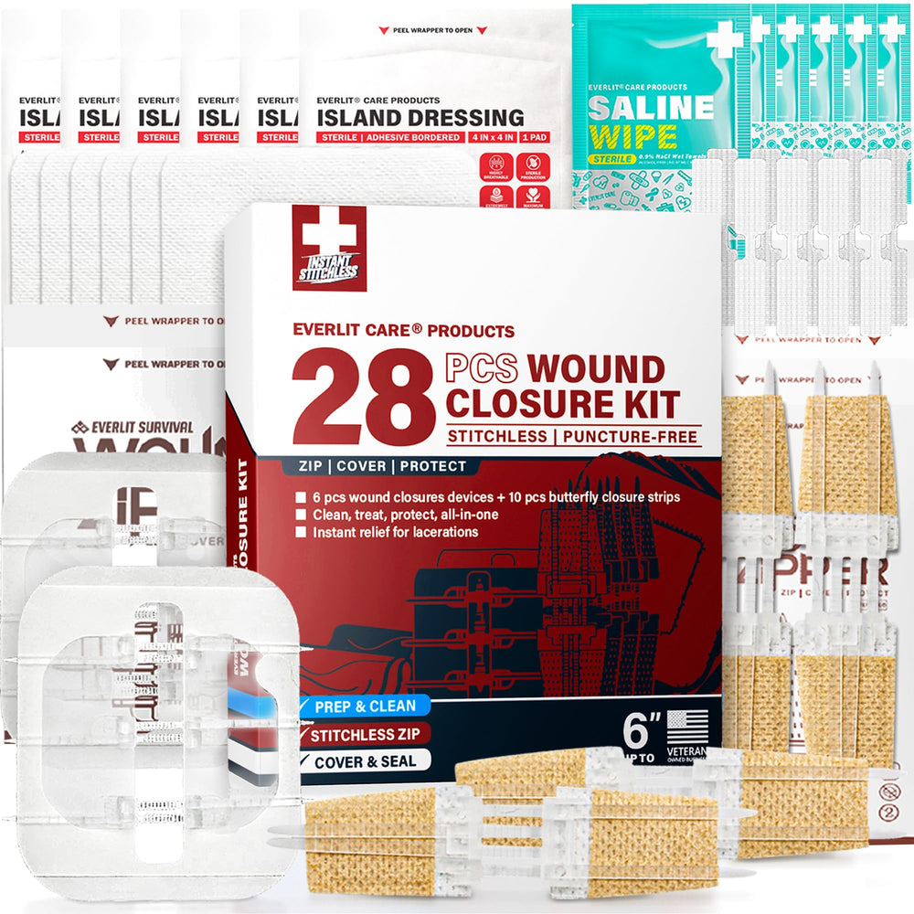 EVERLIT CARE Zip-Stitch closure device enabling rapid field wound closure.