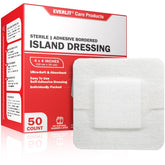 EVERLIT Island Dressing bordered gauze closeup for sterile wound protection and secondary coverage.
