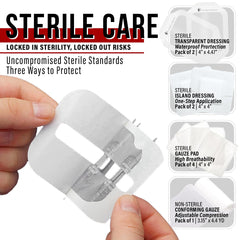 Everlit sew-less closure strips allow adjustable tension for precise wound closure.