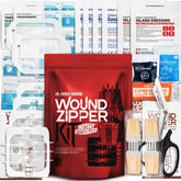 Everlit wound closure kit zip-stitch device demonstrates rapid, suture-free wound closure for emergencies.