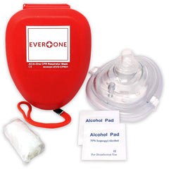 EverOne CPR Rescue Mask in a hard case with wrist strap for quick access