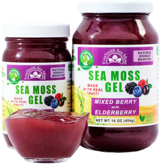 EverSmith Organics sea moss gel berry bottle highlighting mixed berry flavor for daily nutrition