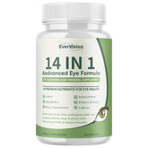 EVERVISION 14-in-1 eye formula capsules bottle close-up for daily eye nourishment.