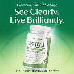 EVERVISION 14-in-1 eye formula packaging on shelf supports long-term eye wellness.