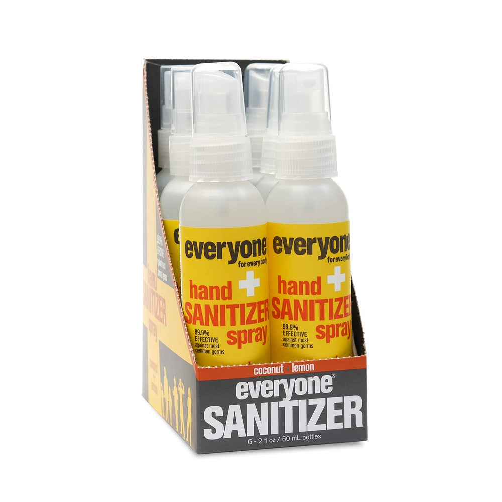 Everyone hand sanitizer spray coconut lemon bottle for on-the-go germ protection.
