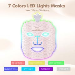 EVFOFO seven-color LED mask showing color options for routines