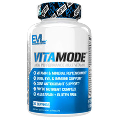 EVL Advanced Daily Multivitamin for Men bottle promoting a full nutrient blend for daily wellness.