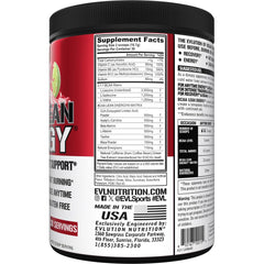 EVL BCAA Lean Energy Powder nutrition label highlighting 5 g BCAAs in 2:1:1.