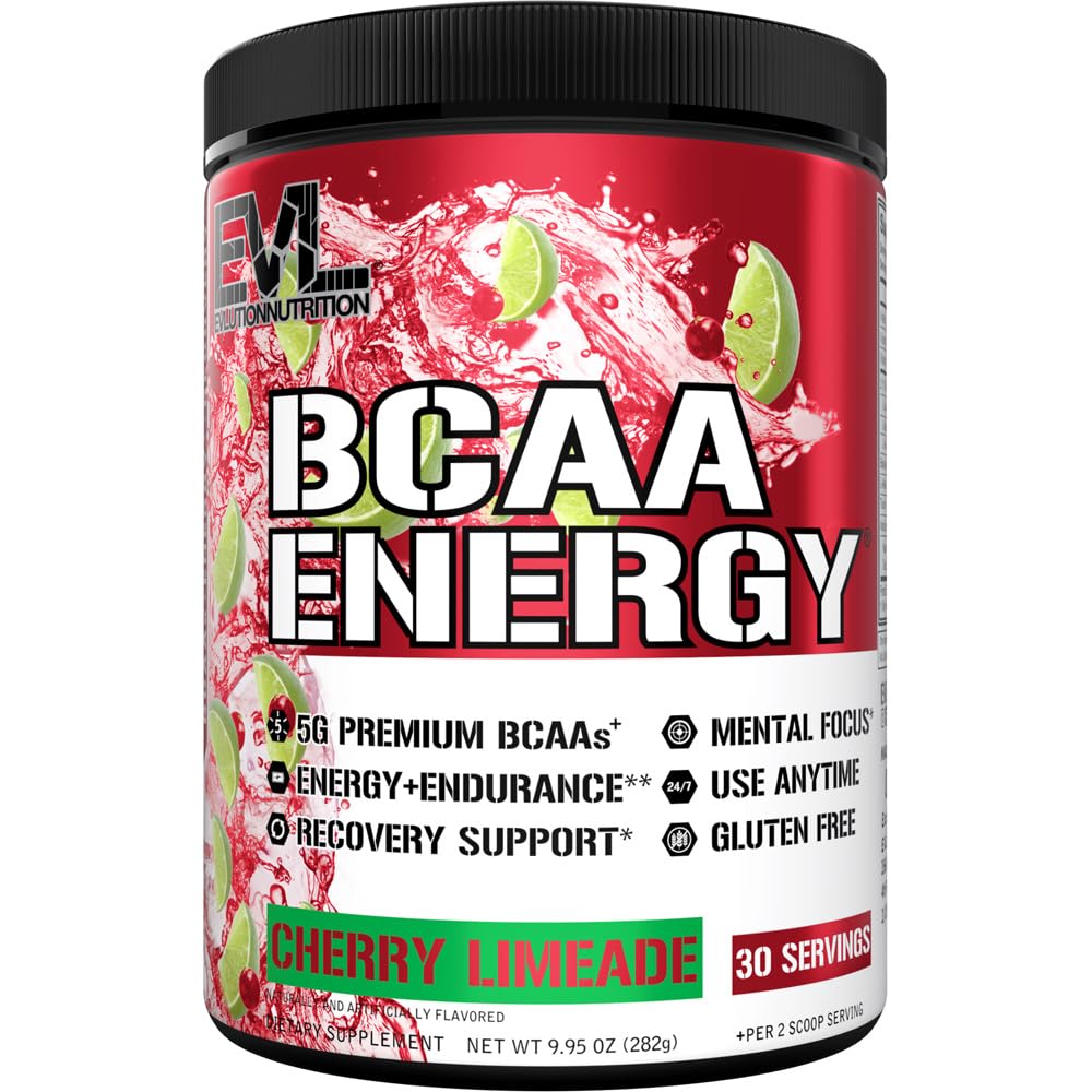 EVL BCAAs Energy preworkout powder tub with 5 g BCAA and Beta Alanine highlighted