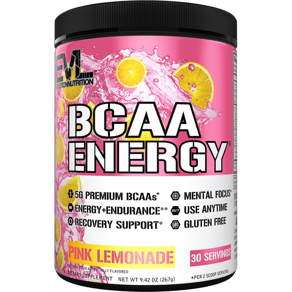 EVL BCAA Pink Lemonade tub front for energized workouts