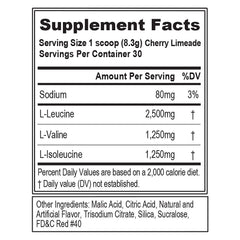 EVL BCAAs Cherry Limeade mixing glass, ideal non-stim pre-workout hydration.