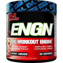 EVL Intense Pre Workout tub front label highlighting energizing formula for sharper focus.