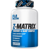 EVL Post Workout Recovery bottle highlights zinc and magnesium for muscle support