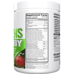 EVL Super Greens shake with glass to show easy integration into smoothies for sustained focus.