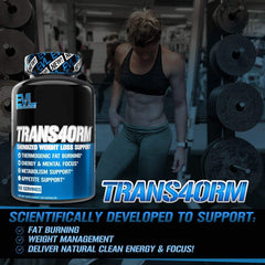 EVL Trans4orm green tea extract pack highlighting natural metabolism support.