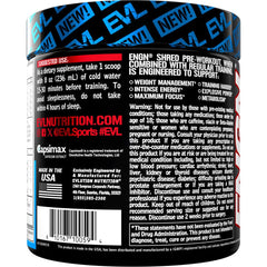 EVL ENGN Shred shaker cup highlights clean energy without crash during workouts.