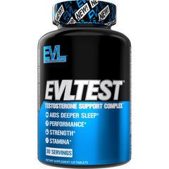 EVLTest bottle front displaying packaging for post-workout support