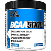 Evlution BCAA Powder Blue Raz canister for enhanced workout support