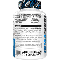 EVL BCAA5000 serving size on label indicates 5 g per serving.