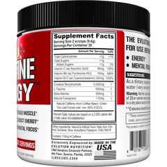 EVL Creatine Energy label closeup highlighting 5g creatine and vitamins
