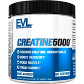 Evlution Creatine 5000 bottle label highlights purity for lean muscle support
