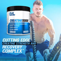 Evlution Creatine 5000 being mixed with water for post-workout use