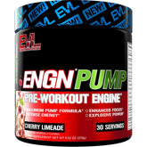 EVLUTION ENGN Pump bottle pouring Cherry Limeade, a refreshing pre-workout ritual