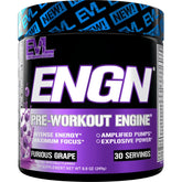 Evlution EVL Intense pre-workout bottle in Furious Grape flavor for sustained energy during training