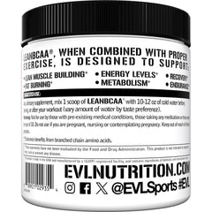 Evlution Lean BCAA Powder serving scoop supports easy daily supplementation.
