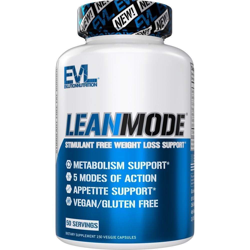EVL LeanMode bottle on a kitchen counter suggesting appetite and metabolism support.