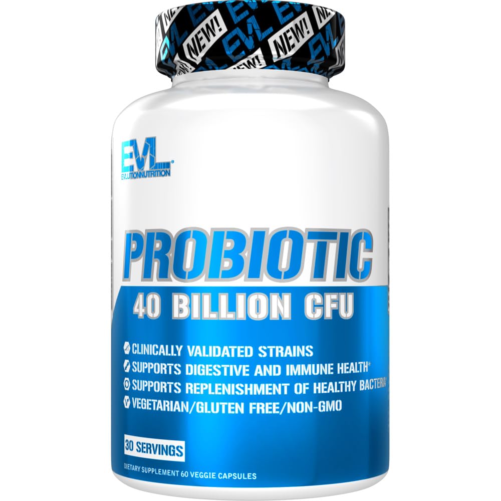 EVL Probiotic bottle showing 40B CFU for daily digestive support