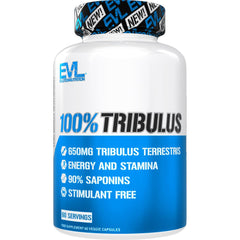 EVLution Tribulus Terrestris pills bottle supports energy and stamina for workouts