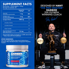 Evogen Carnigen glass with raspberry lemonade suggests tasty, stimulant-free hydration