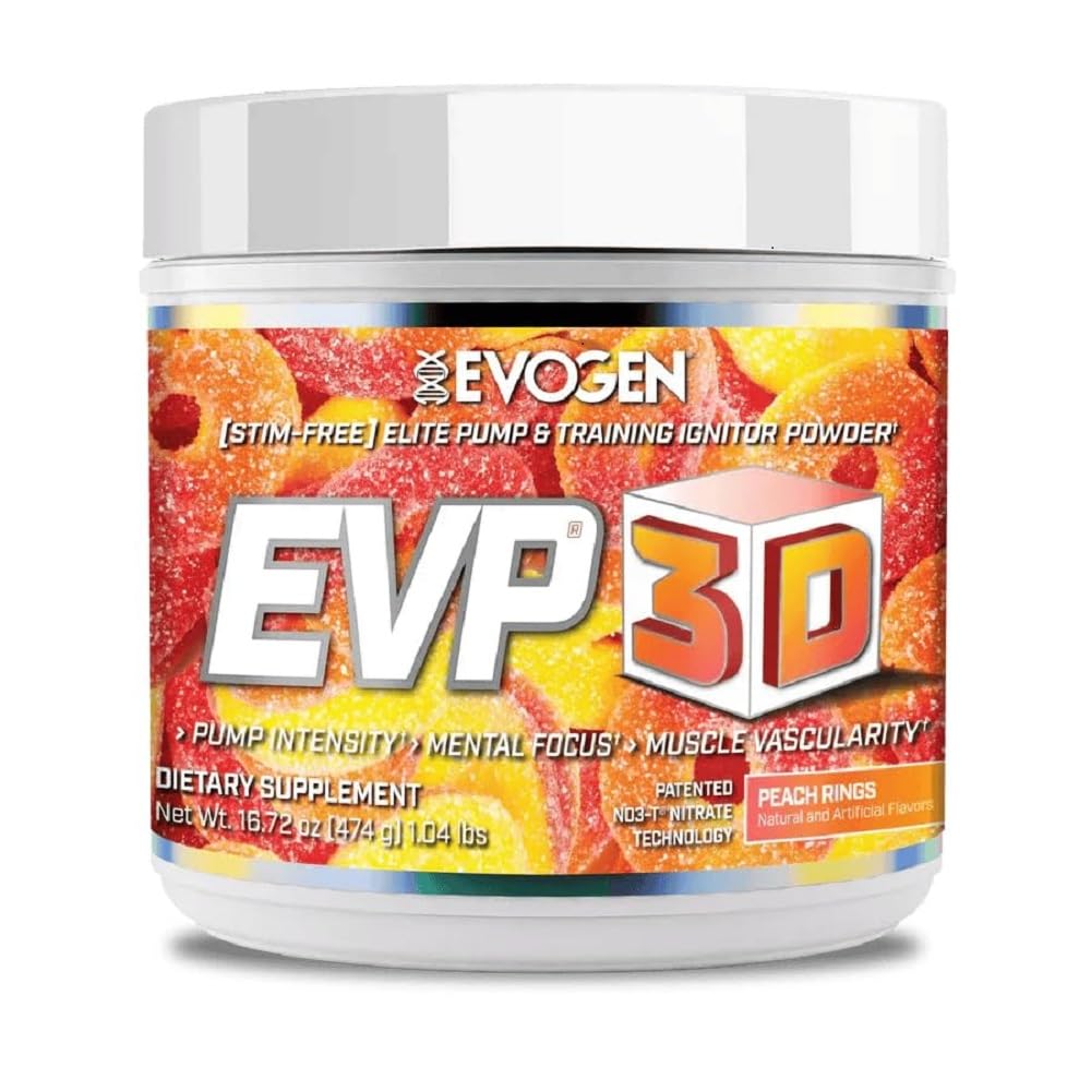 Evogen EVP-3D bottle highlighting pump and nitric-oxide support
