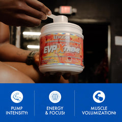 Shaker containing Evogen EVP Xtreme NO mixture for pre‑workout energy and focus.