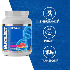 Evogen GlycoJect Watermelon powder dissolving in water for quick energy.