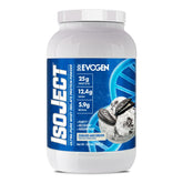 Evogen Isoject bottle front with Cookies and Cream label signaling ultra pure recovery support.