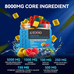 Exdoo gummies with raspberry, blueberry, and mango flavors appealing to taste.