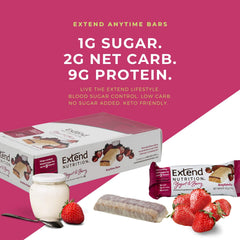 Extend Bar wrapper shows 1g sugar per bar for a low-sugar option.