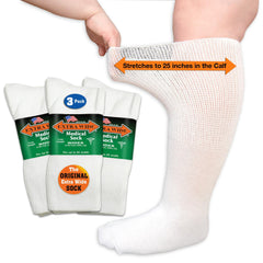 Extra Wide Medical mid-calf socks in a 3-pack with roomy fit for wider feet